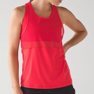 Lululemon Fast As Light 2-in-1 Tank Sports Bra Red Mesh Size 8 Athletic Sporty